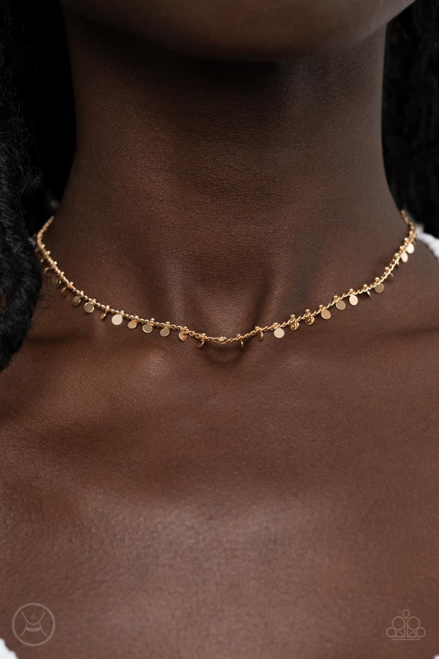 Spotlight Spunk-Gold Choker Necklace