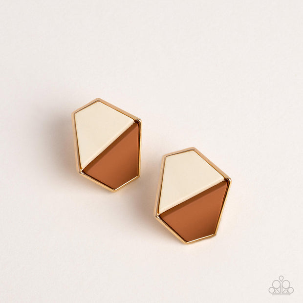 Generically Geometric Brown Post Earrings