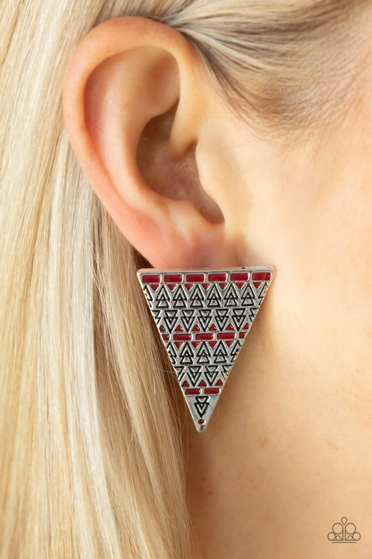 Terra Tricolor Red Post Earring