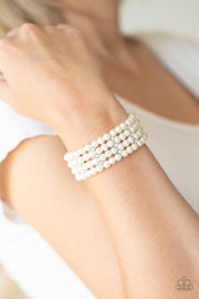 Stacked To The Top-White Bracelet