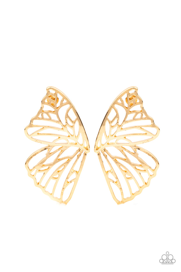 Butterfly Frills - Gold Post Earring