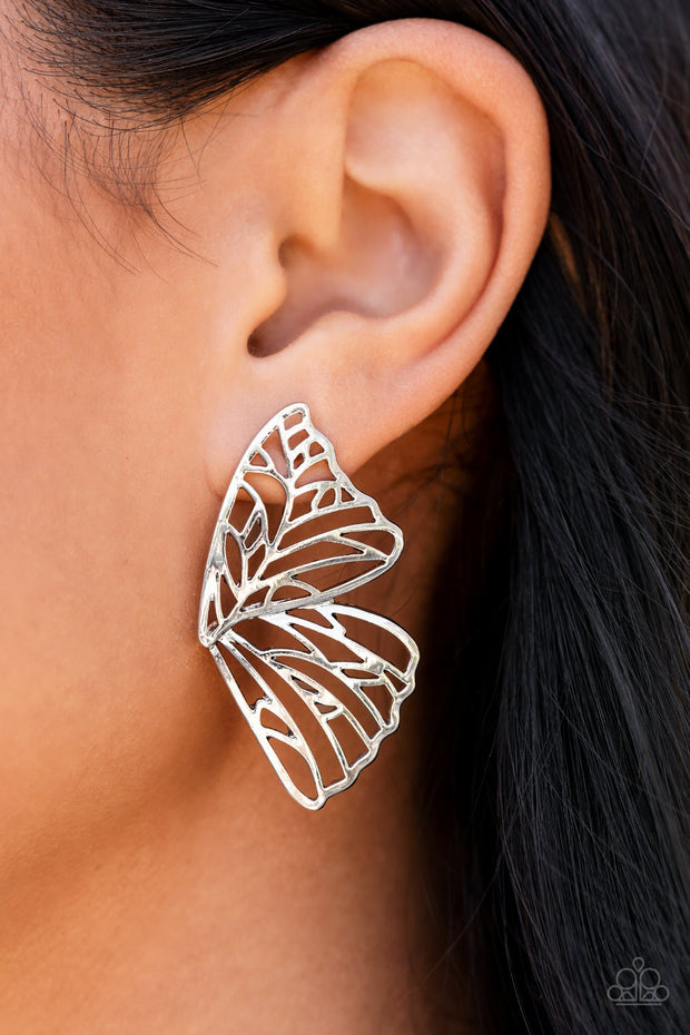 Butterfly Frills - Silver Earring