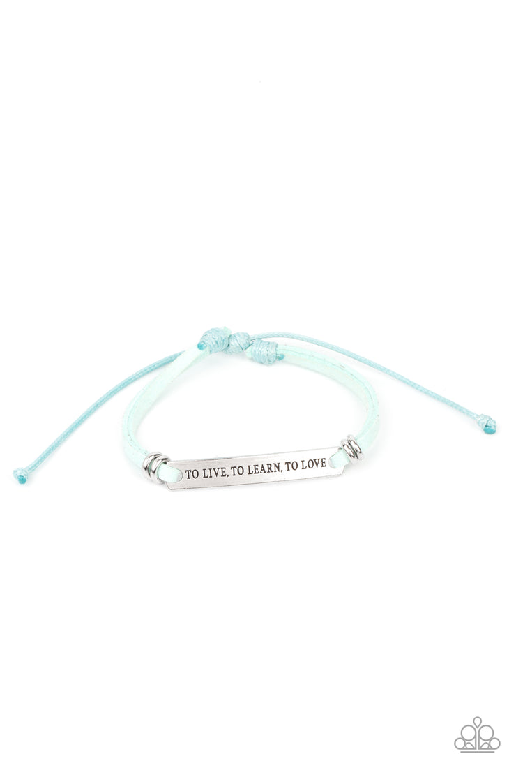 To Live, To Learn, To Love - Blue Bracelet