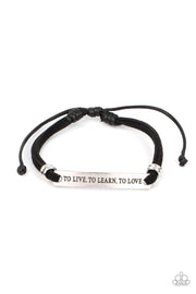 To Live, To Learn, To Love - Black Bracelet