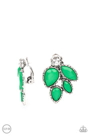 Fancy Foliage - Green Clip Earring