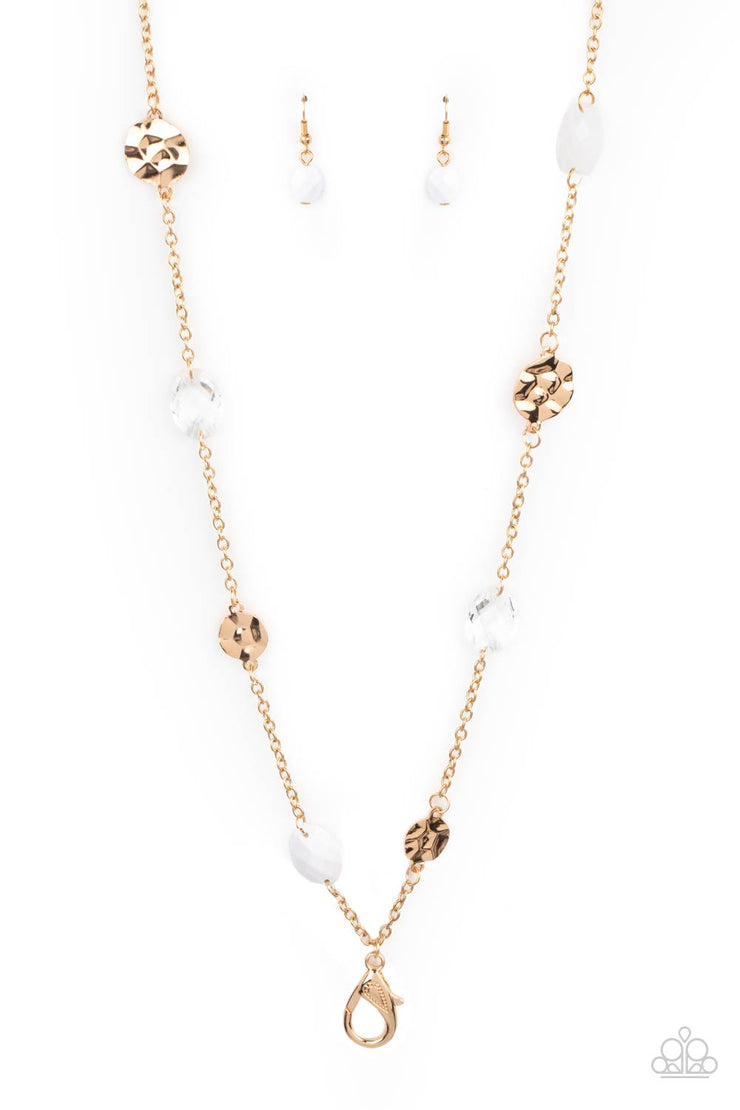 Glossy Glamorous - White Lanyard Necklace
