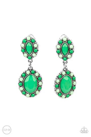Positively Pampered - Green Clip Earring