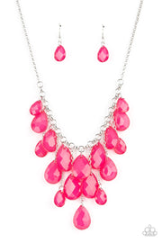 Front Row Flamboyance - Pink Necklace