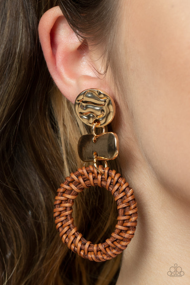 Woven Whimsicality - Gold Earring