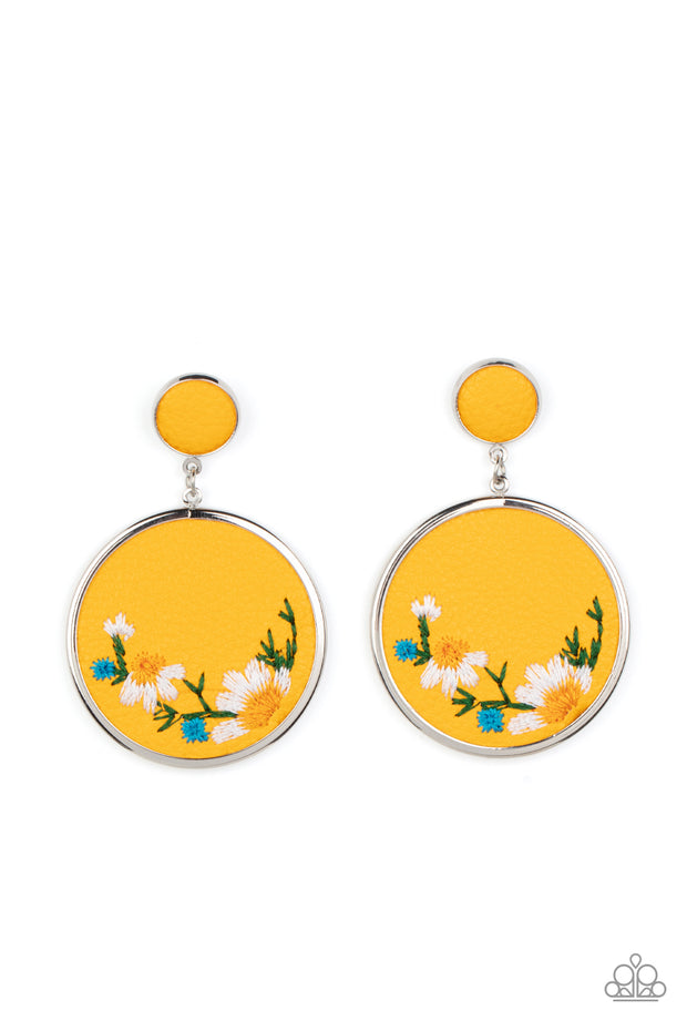 Embroidered Gardens - Yellow Earring
