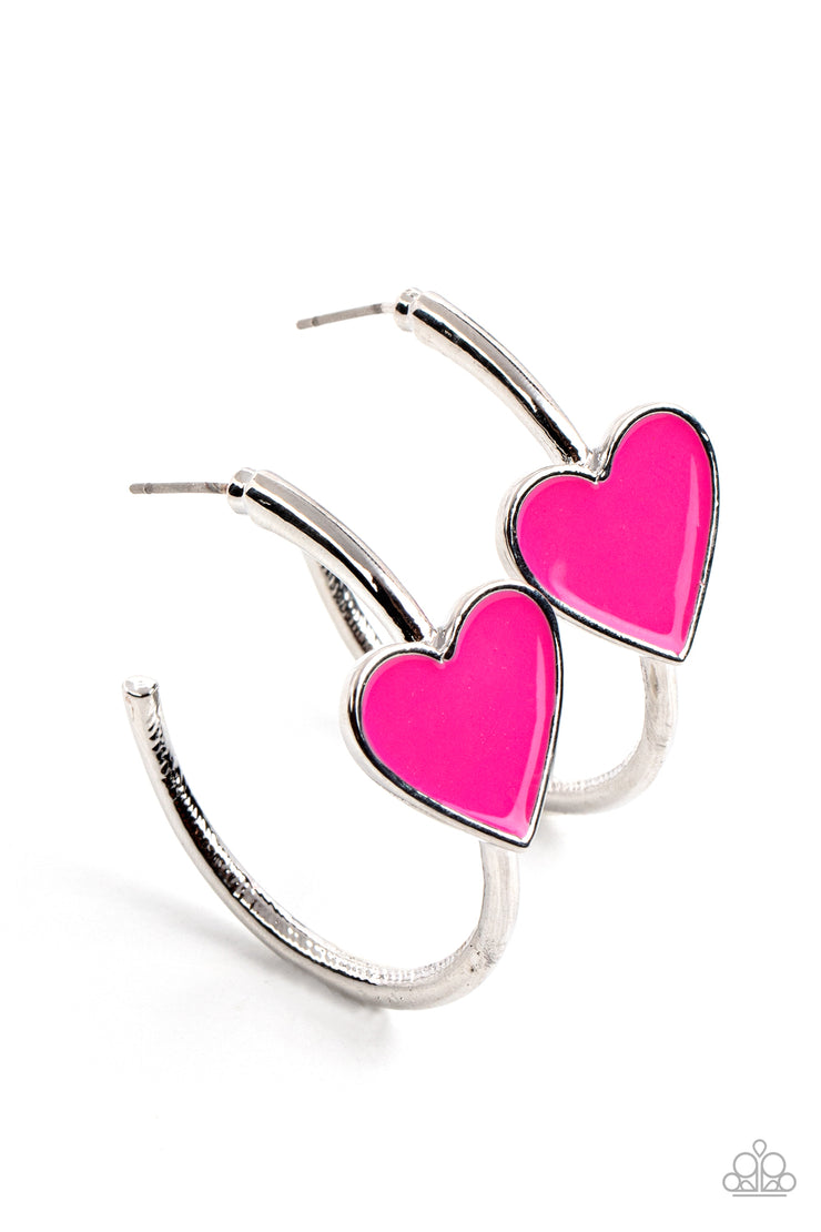 Kiss Up - Pink Hoop Earring