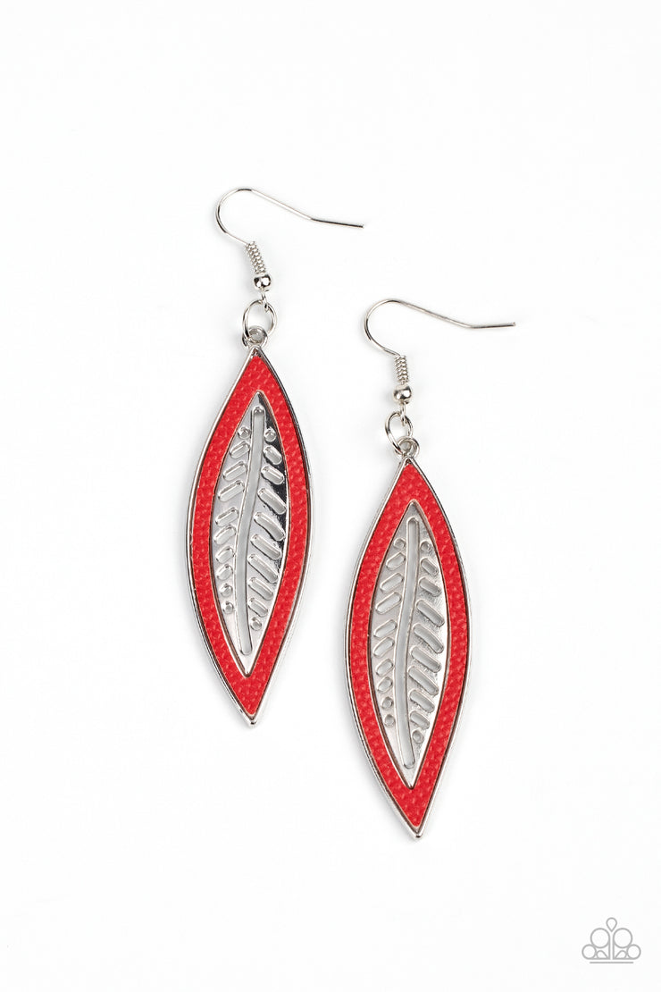 Leather Lagoon - Red Earring