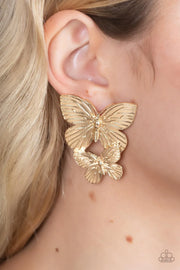 Blushing Butterflies-Gold Post Earrings