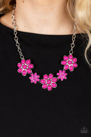 Flamboyantly Flowering - Pink Necklace