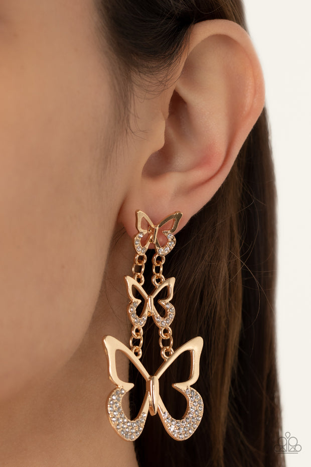 Flamboyant Flutter - Gold Post Earring