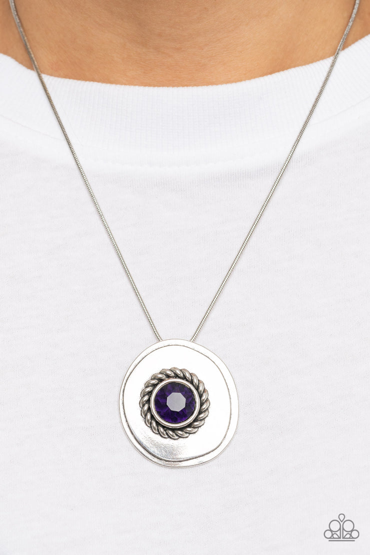 Make Me a MEDALLION-aire - Purple Necklace