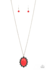 Daisy Dotted Deserts - Red  Necklace