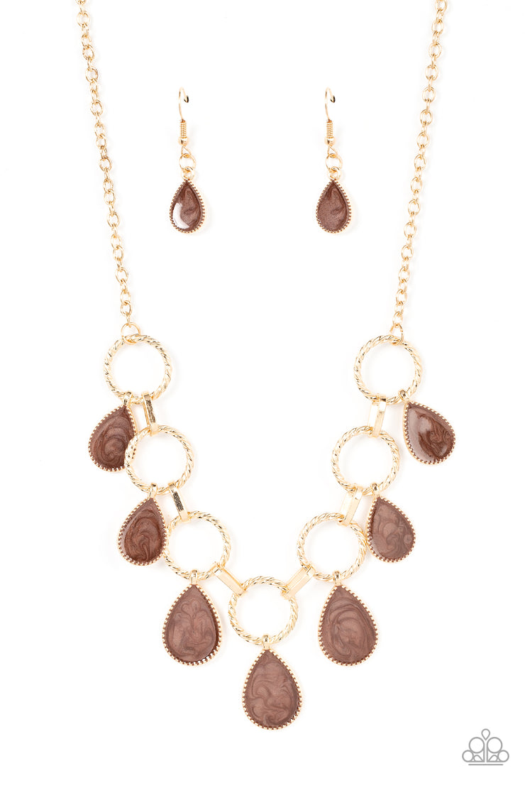 Golden Glimmer - Brown  Necklace