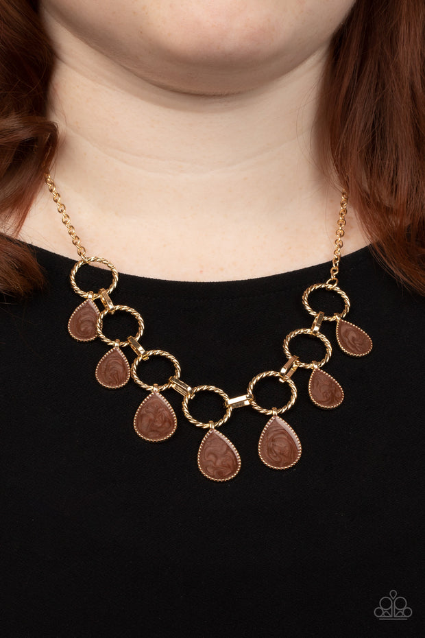 Golden Glimmer - Brown  Necklace