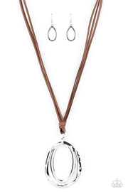 Long OVAL-due - Brown Necklace