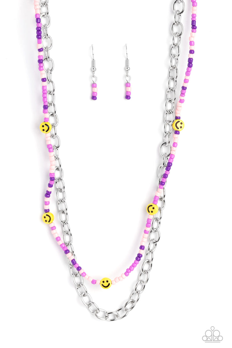 Happy Looks Good on You - Purple Necklace