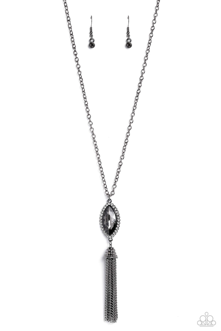 Tassel Tabloid - Black Necklace