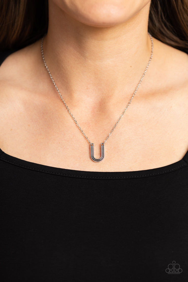 Leave Your Initials - Silver - U Necklace
