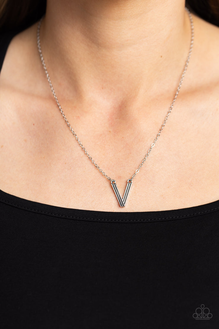 Leave Your Initials - Silver - V Necklace