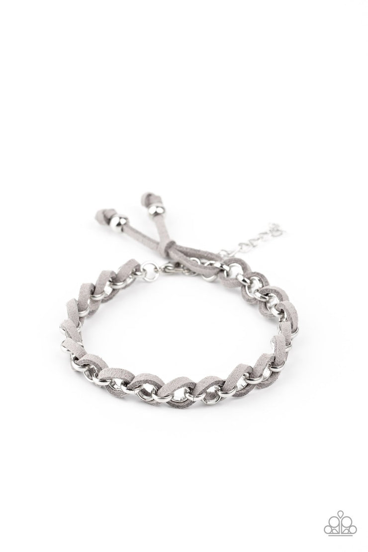 Suede Side to Side-Silver Bracelet