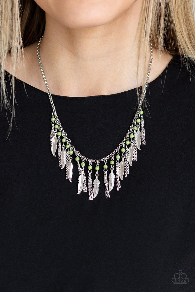 Feathered Ferocity-Green Necklace