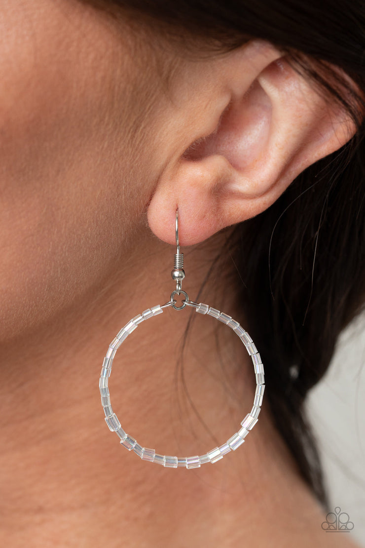 Colorfully Curvy White Earring