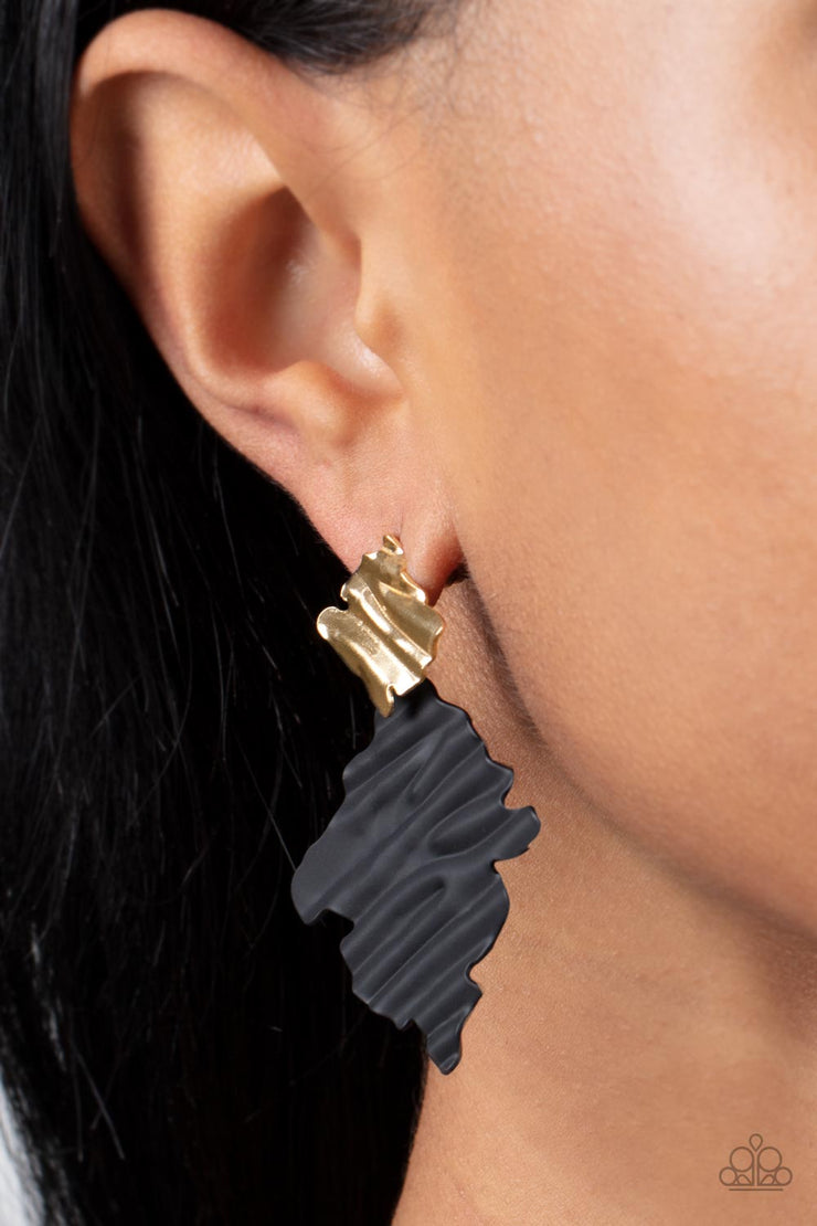 Crimped Couture Gold Post Earring