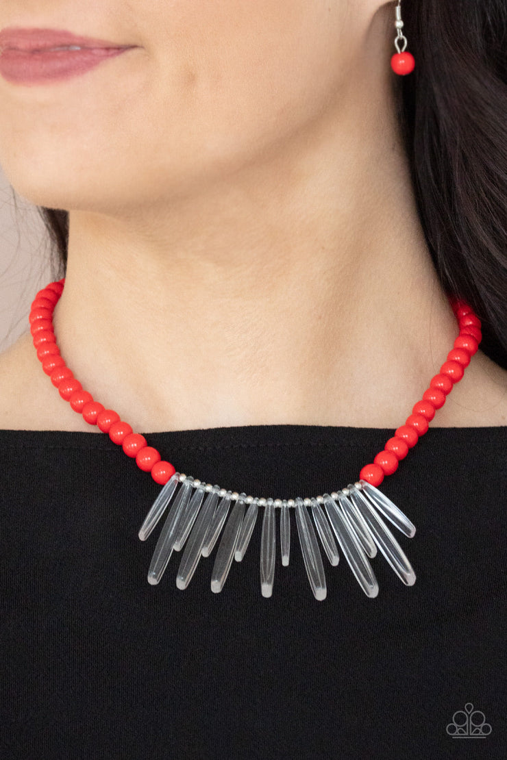 Icy Intimidation Red Necklace