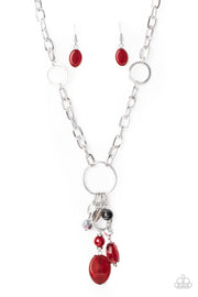 Lay Down Your Charms Red Necklace
