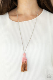 Totally Tasseled Pink Necklace
