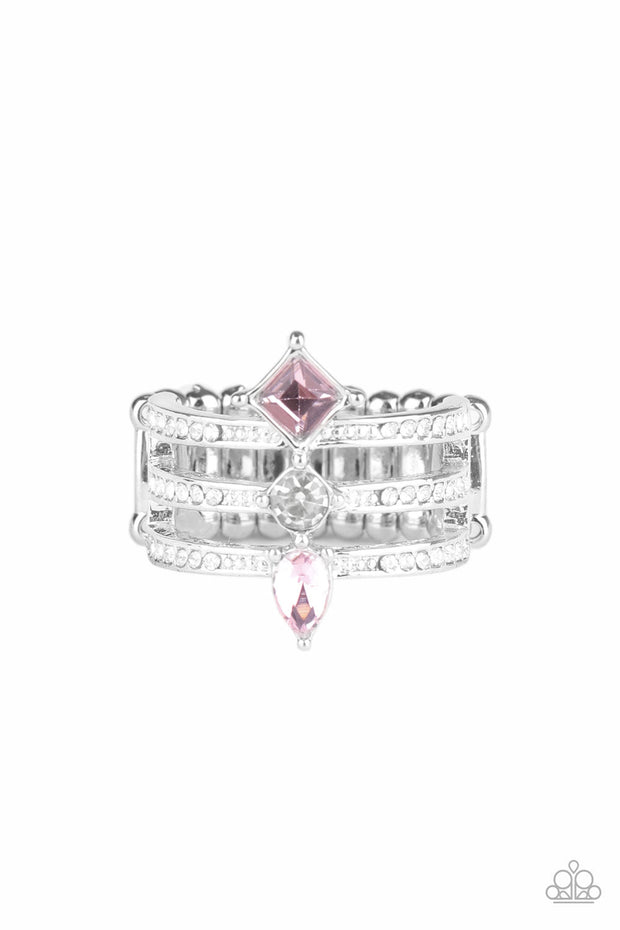 Triple Throne Twinkle Pink Ring